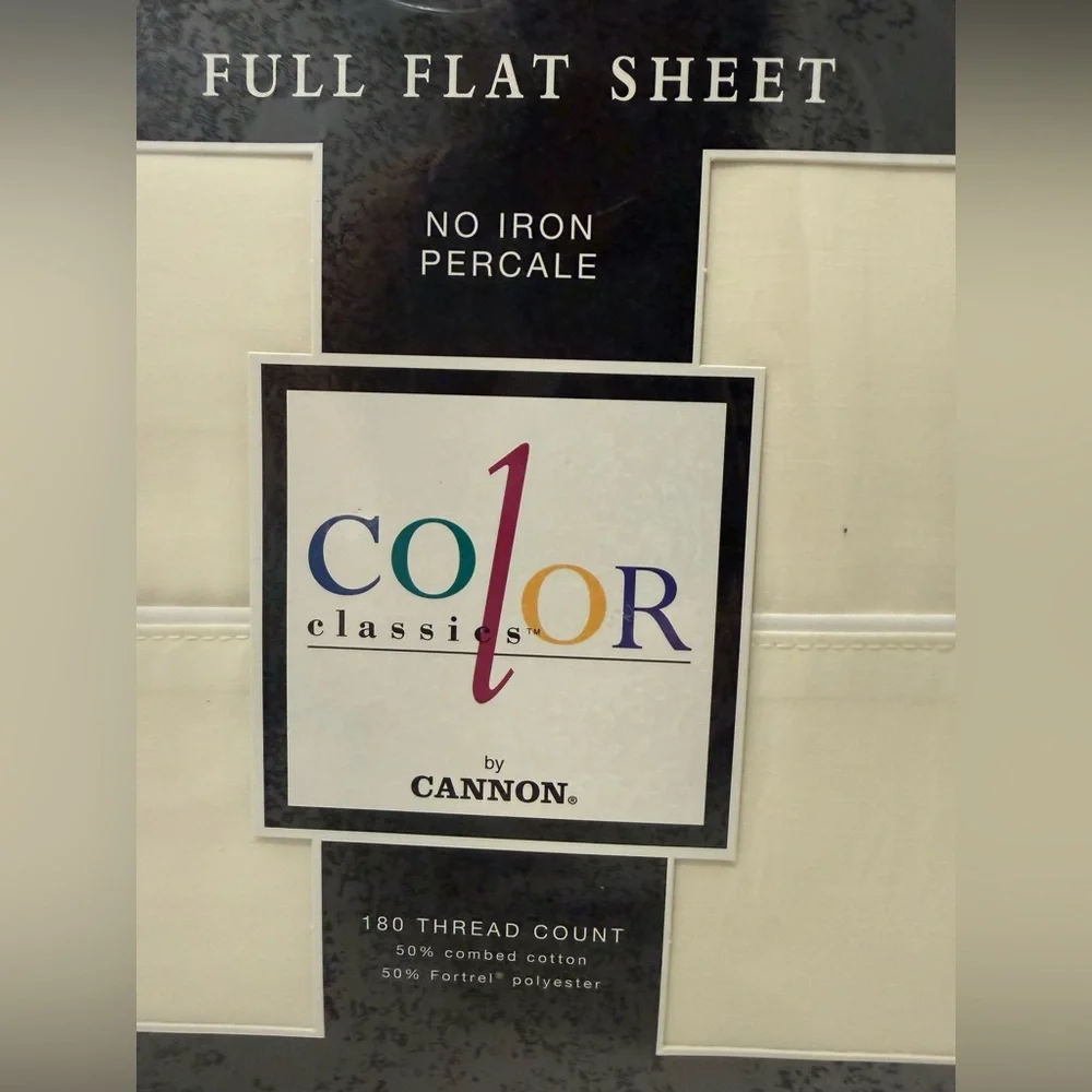 Canon Classic Color Full Flat Sheet No Iron Percale 180 Thread New Deadstock